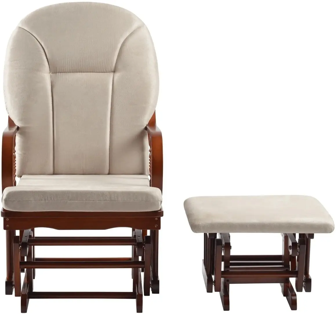 Кресло-качалка с подставкой для ног Tempo Kondela Talman (Walnut/Beige)