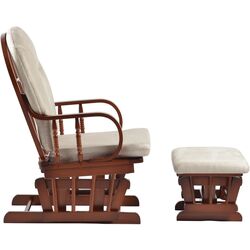 Кресло-качалка с подставкой для ног Tempo Kondela Talman (Walnut/Beige) Thumb