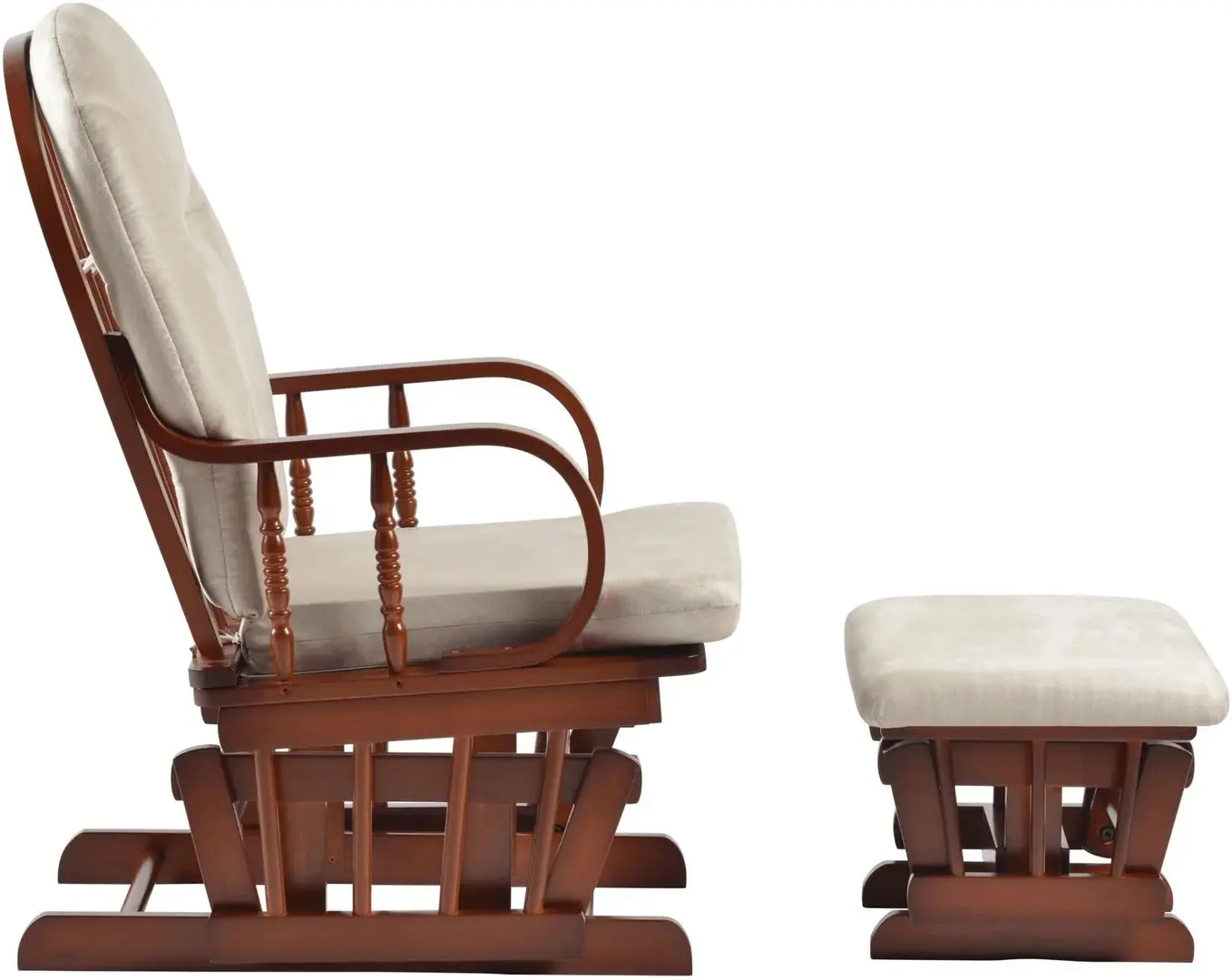 Кресло-качалка с подставкой для ног Tempo Kondela Talman (Walnut/Beige)