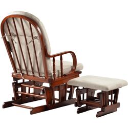 Кресло-качалка с подставкой для ног Tempo Kondela Talman (Walnut/Beige) Thumb