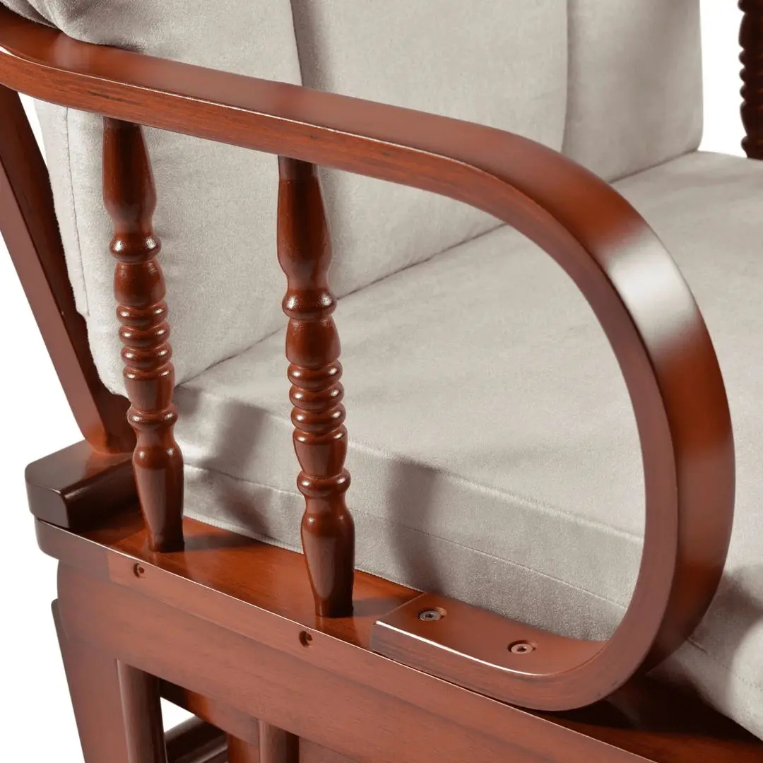 Кресло-качалка с подставкой для ног Tempo Kondela Talman (Walnut/Beige)