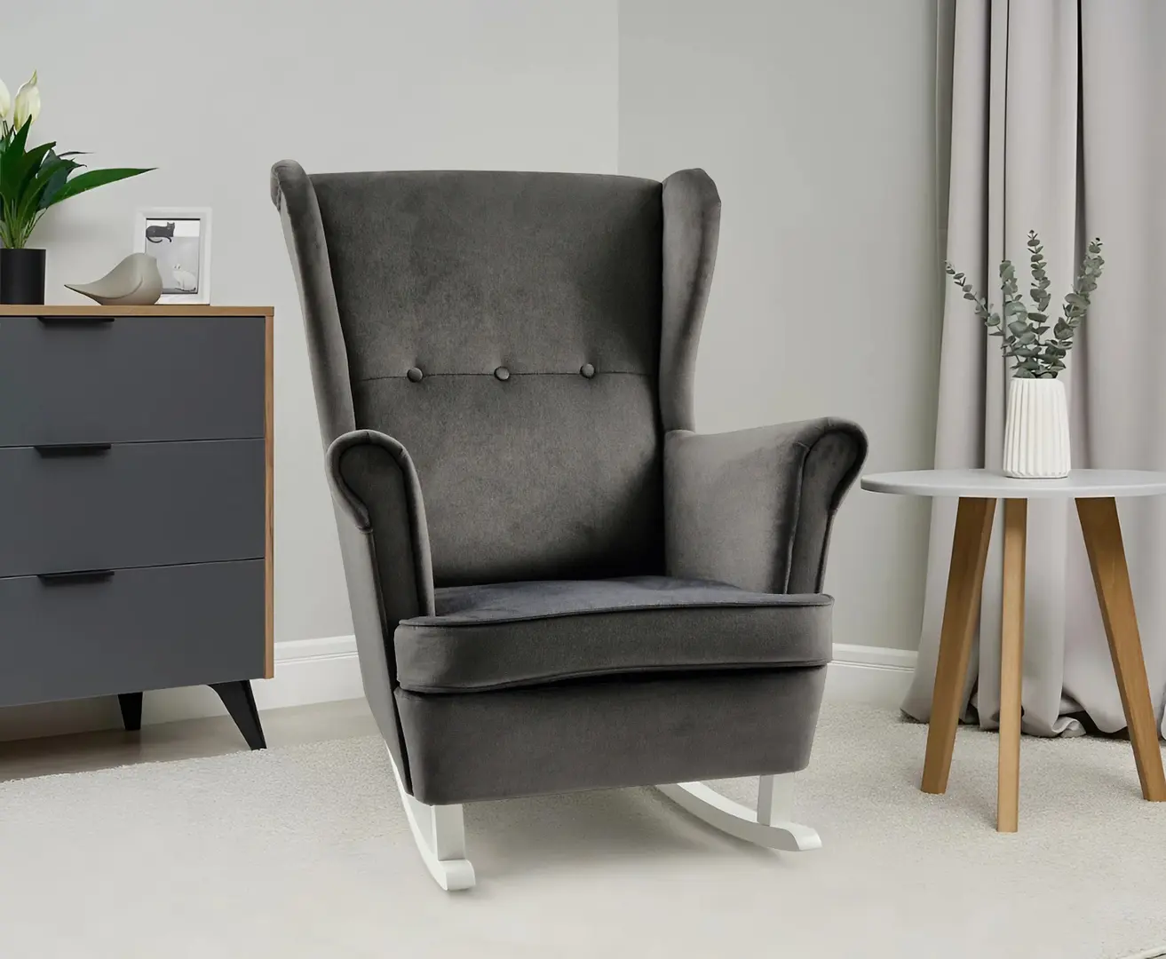 Кресло-качалка Tempo Kondela Teja (Dark Gray/White)