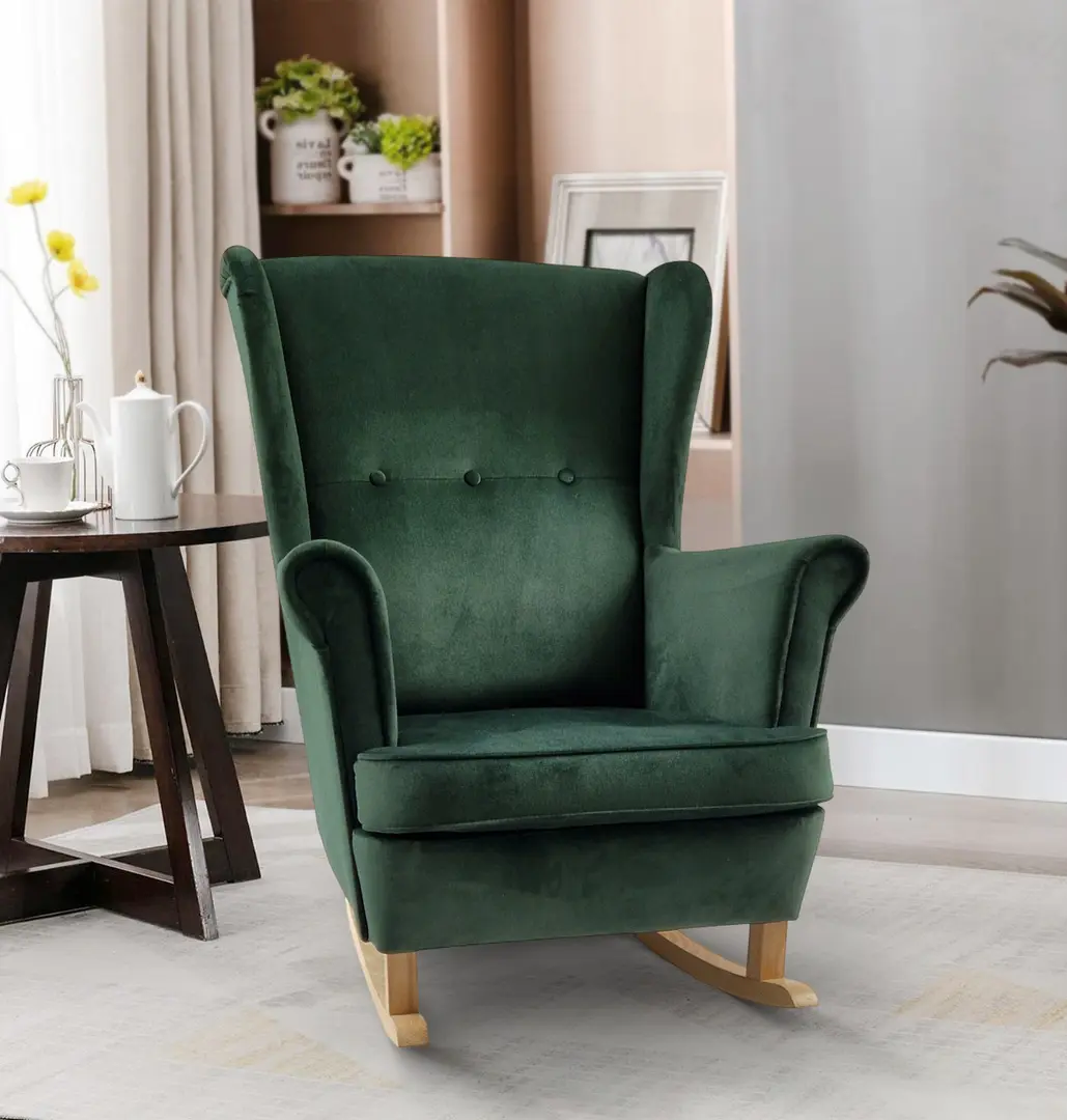 Кресло-качалка Tempo Kondela Teja (Green/Beech)