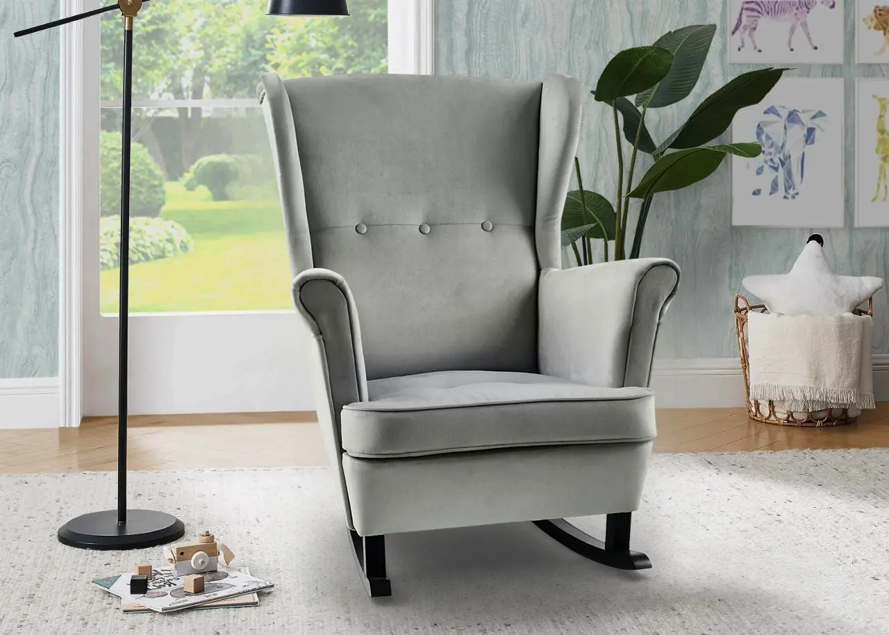 Кресло-качалка Tempo Kondela Teja (Light Gray/Black)