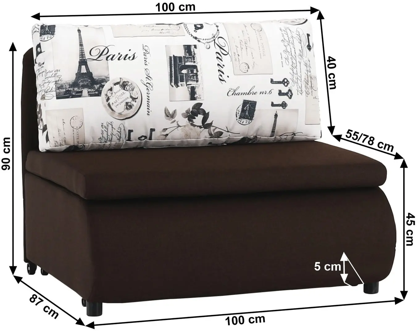 Fotoliu extensibil Tempo Kondela Keny New (Brown)