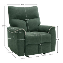 Fotoliu-recliner Tempo Kondela Nader (Green/Beige) Thumb
