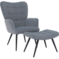 Кресло с подставкой для ног Tempo Kondela Haben (Gray/Black) Thumb