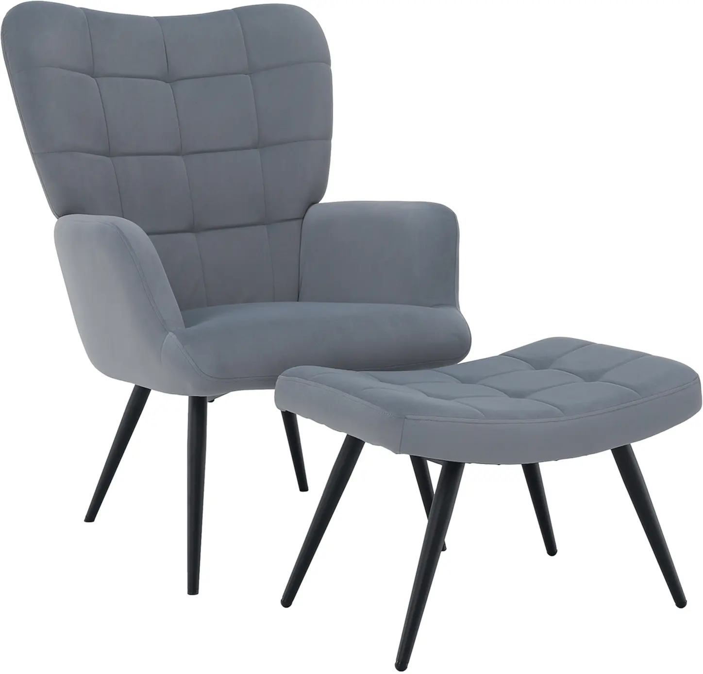 Кресло с подставкой для ног Tempo Kondela Haben (Gray/Black)