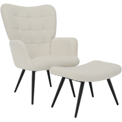 Кресло с подставкой для ног Tempo Kondela Haben (White/Black) Thumb