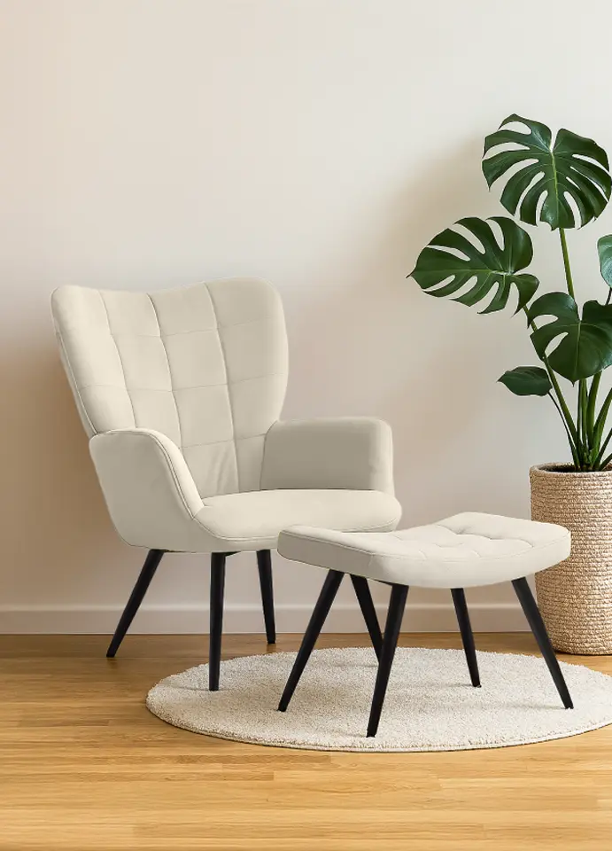 Кресло с подставкой для ног Tempo Kondela Haben (White/Black)