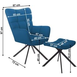 Fotoliu cu suport pentru picioare Tempo Kondela Komodo Typ 2 (Petrol) Thumb