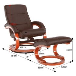 Fotoliu cu suport pentru picioare Tempo Kondela Ryan (Dark Brown) Thumb