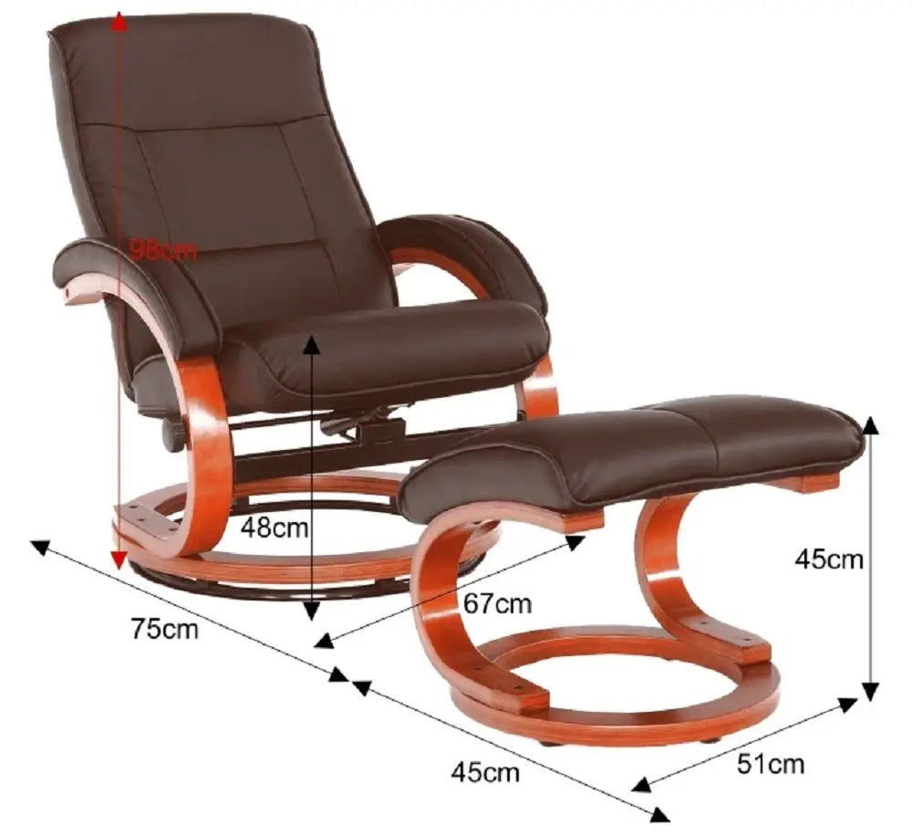 Fotoliu cu suport pentru picioare Tempo Kondela Ryan (Dark Brown)