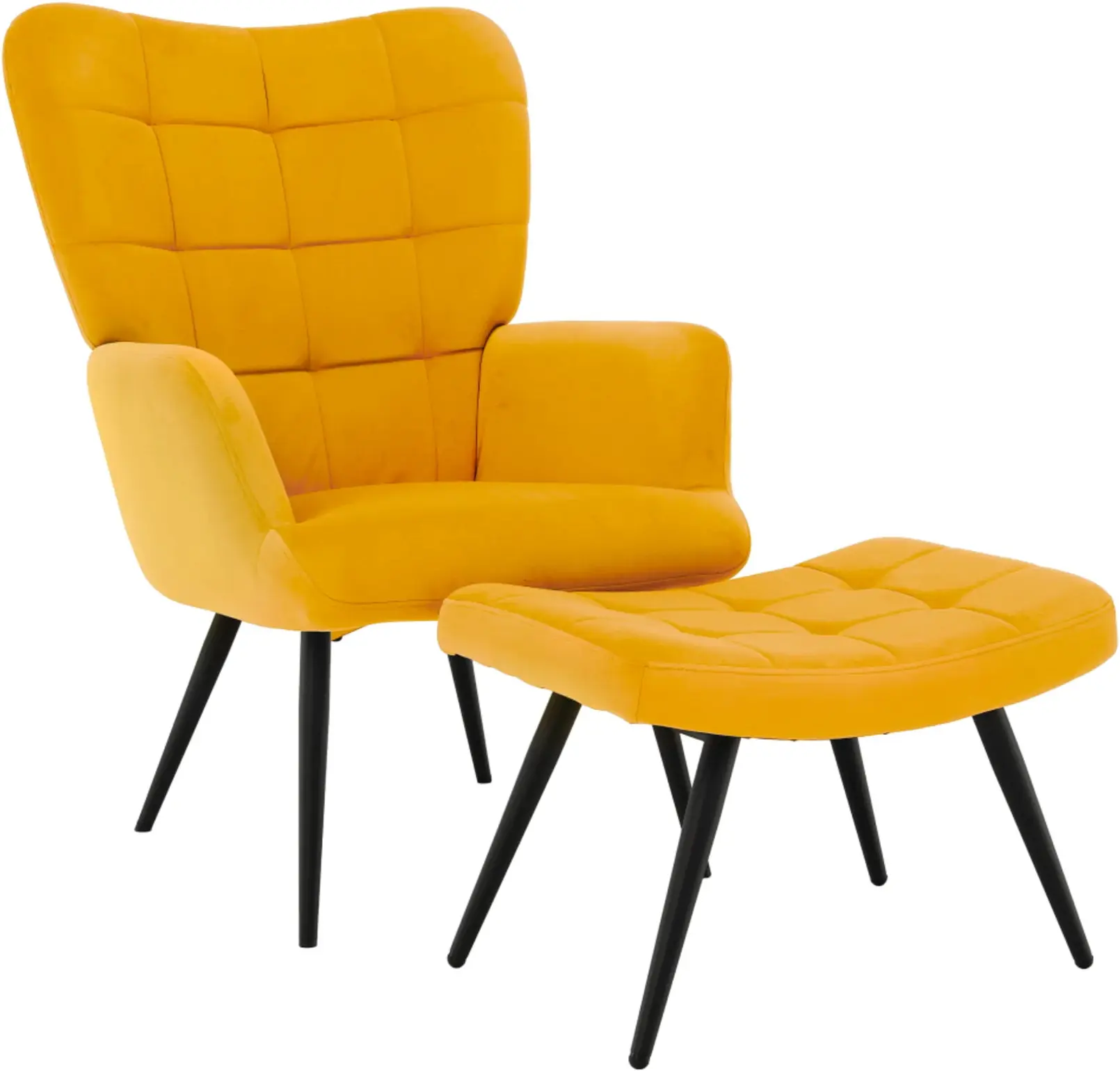 Fotoliu cu taburet Tempo Kondela Haben Velvet 27 (Yellow/Black) - 2