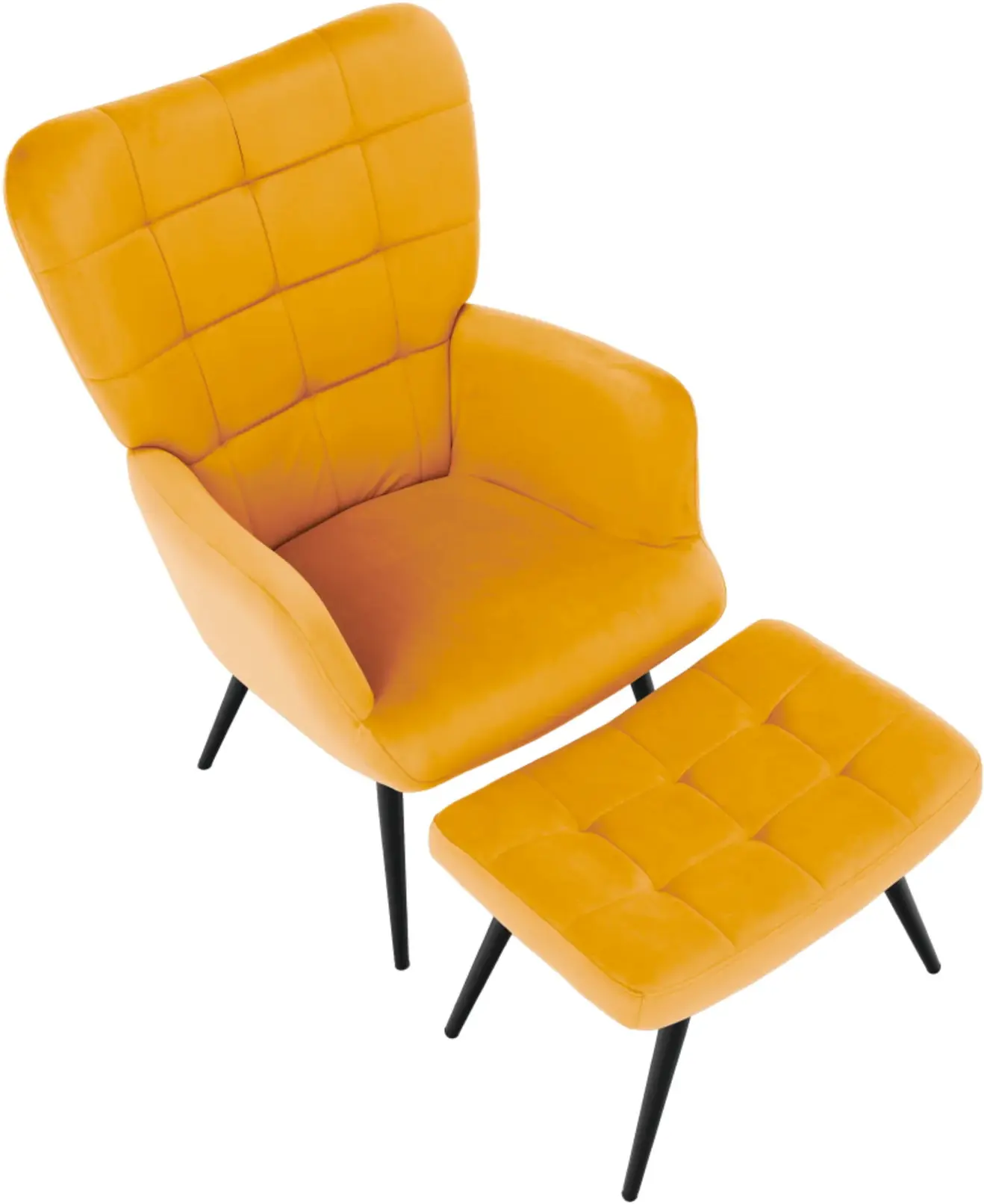 Fotoliu cu taburet Tempo Kondela Haben Velvet 27 (Yellow/Black) - 3