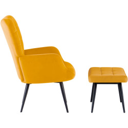 Fotoliu cu taburet Tempo Kondela Haben Velvet 27 (Yellow/Black) Thumb