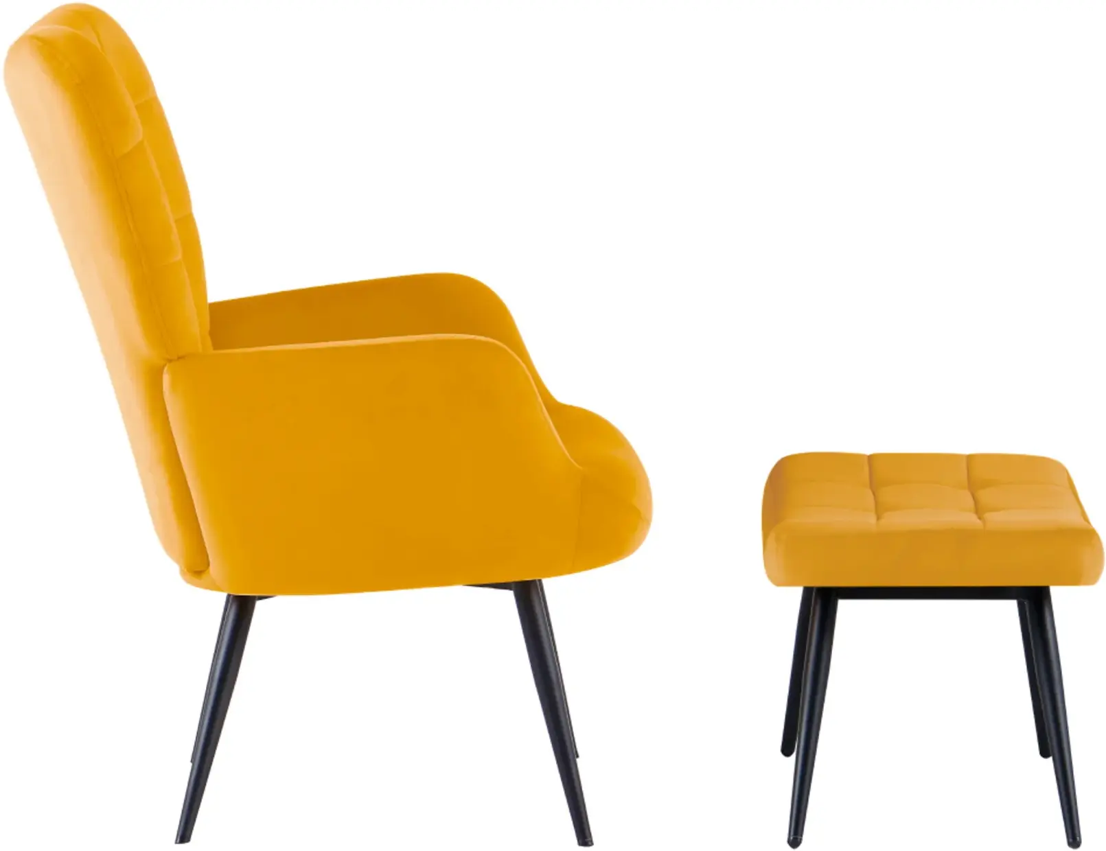 Fotoliu cu taburet Tempo Kondela Haben Velvet 27 (Yellow/Black) - 4