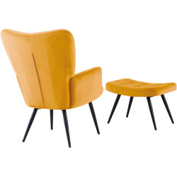 Fotoliu cu taburet Tempo Kondela Haben Velvet 27 (Yellow/Black) Thumb