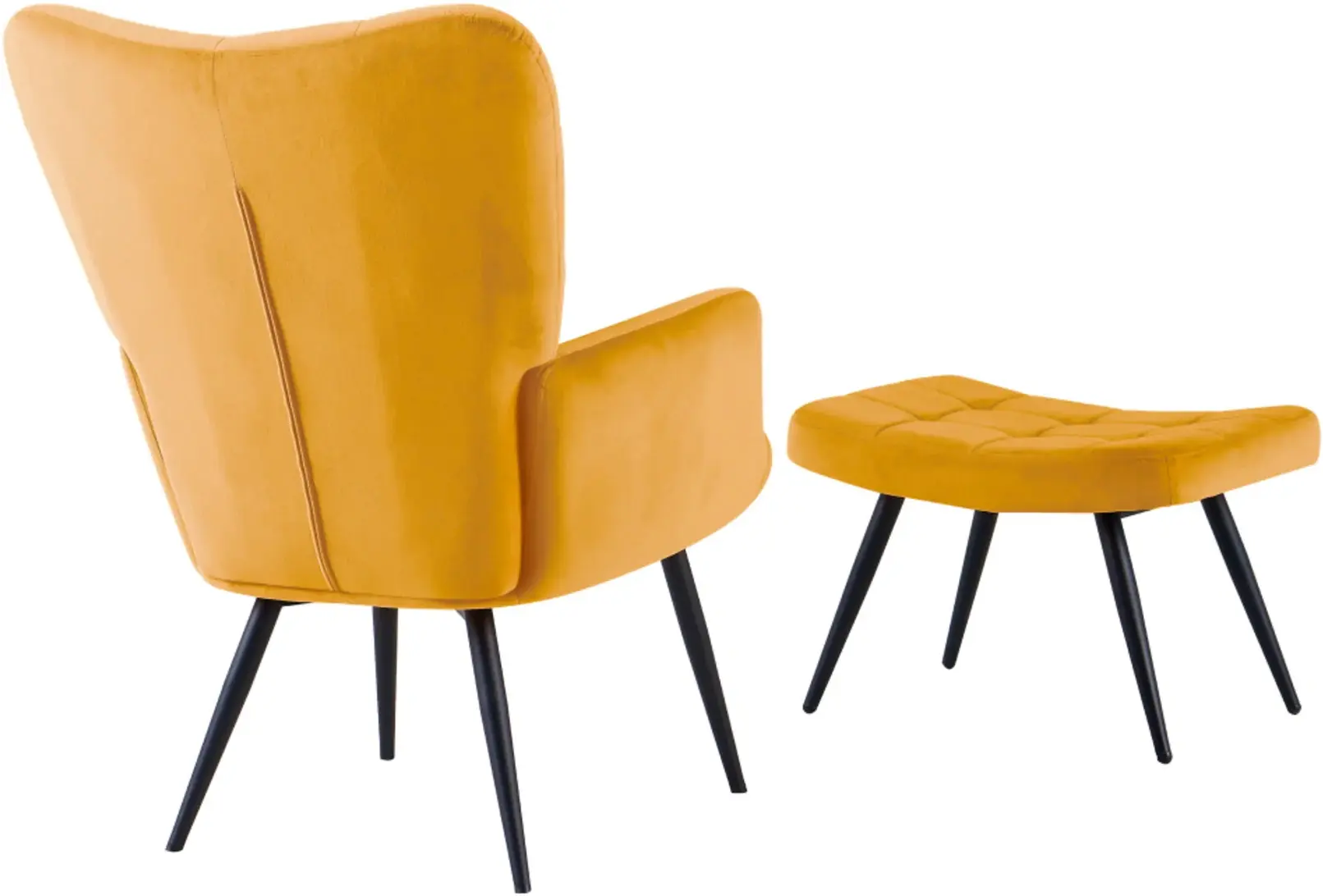 Fotoliu cu taburet Tempo Kondela Haben Velvet 27 (Yellow/Black) - 5