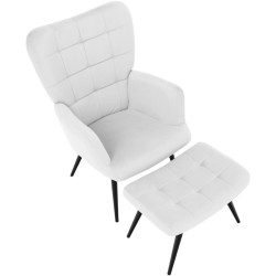 Fotoliu cu taburet Tempo Kondela Haben Velvet 46 (Light Grey/Black) Thumb