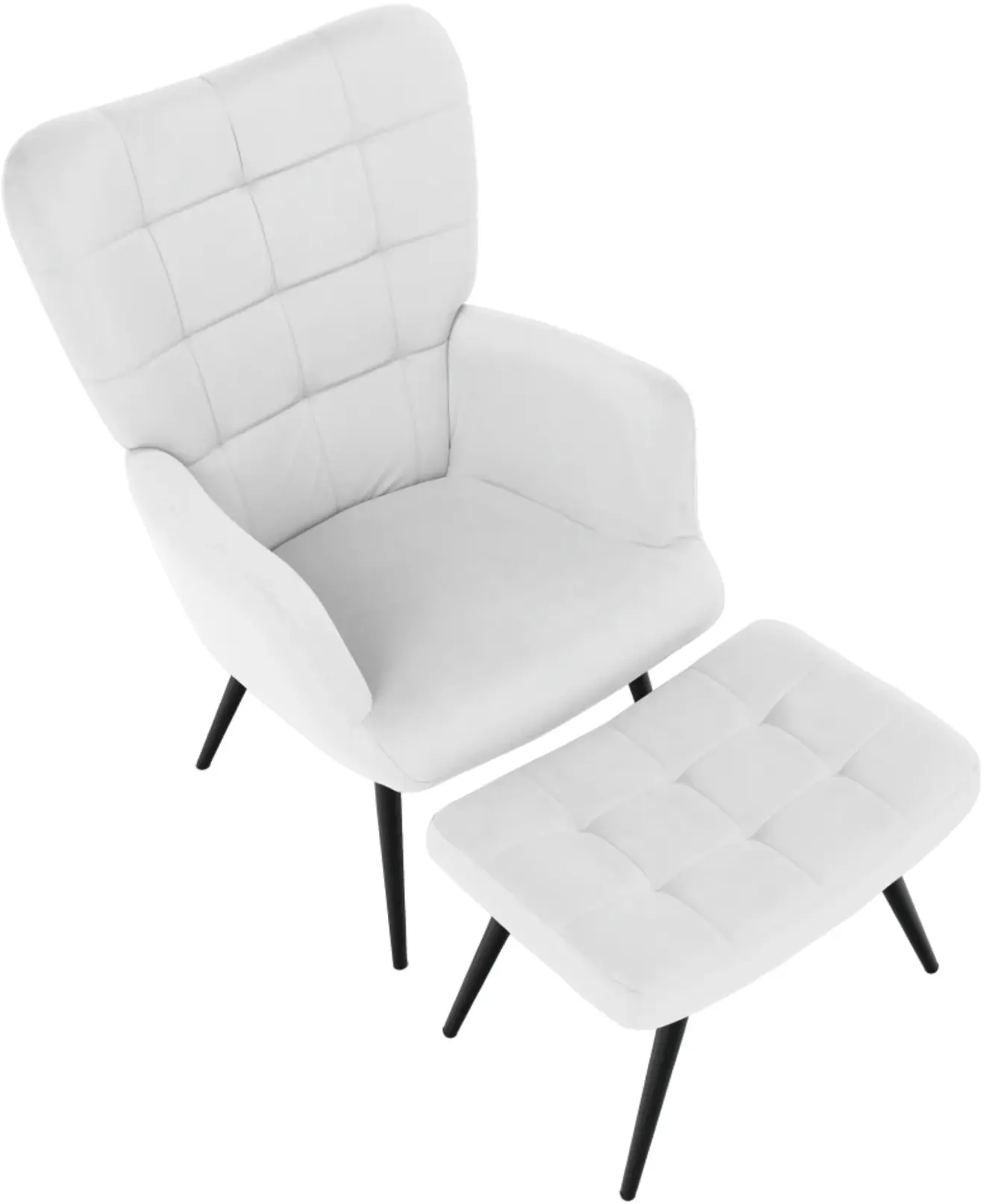 Fotoliu cu taburet Tempo Kondela Haben Velvet 46 (Light Grey/Black) - 2