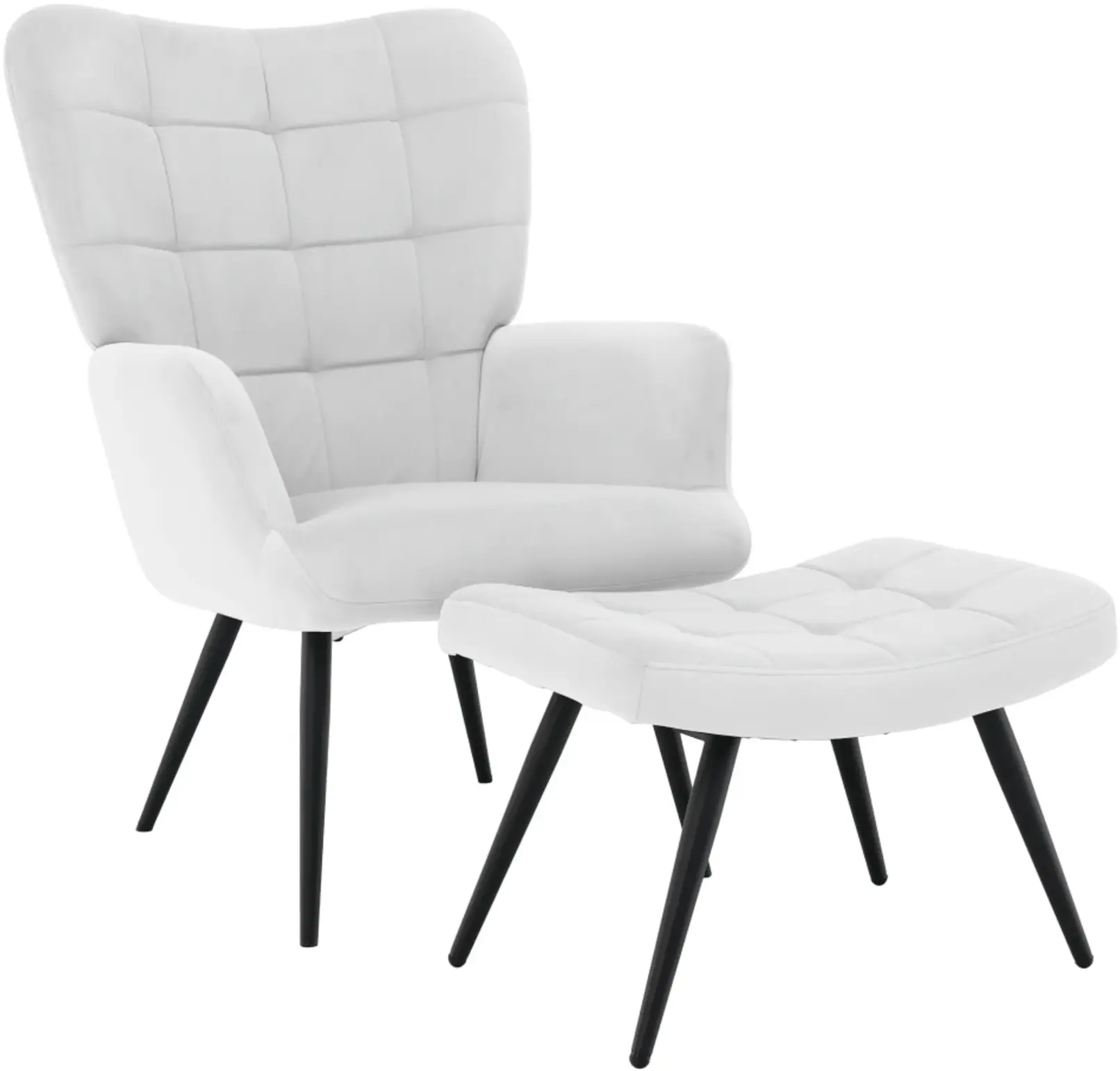 Fotoliu cu taburet Tempo Kondela Haben Velvet 46 (Light Grey/Black) - 4