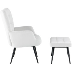 Fotoliu cu taburet Tempo Kondela Haben Velvet 46 (Light Grey/Black) Thumb