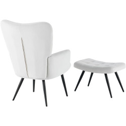 Fotoliu cu taburet Tempo Kondela Haben Velvet 46 (Light Grey/Black) Thumb