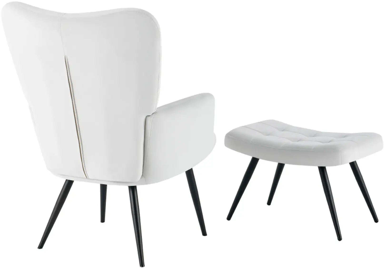 Fotoliu cu taburet Tempo Kondela Haben Velvet 46 (Light Grey/Black) - 6