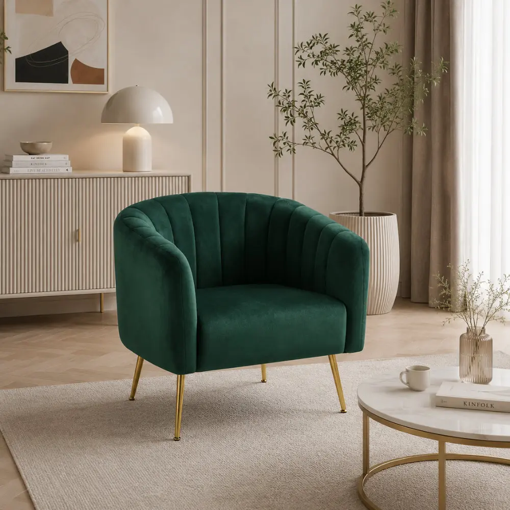 Fotoliu Tempo Kondela Bagy (Dark Green/Gold) - 6