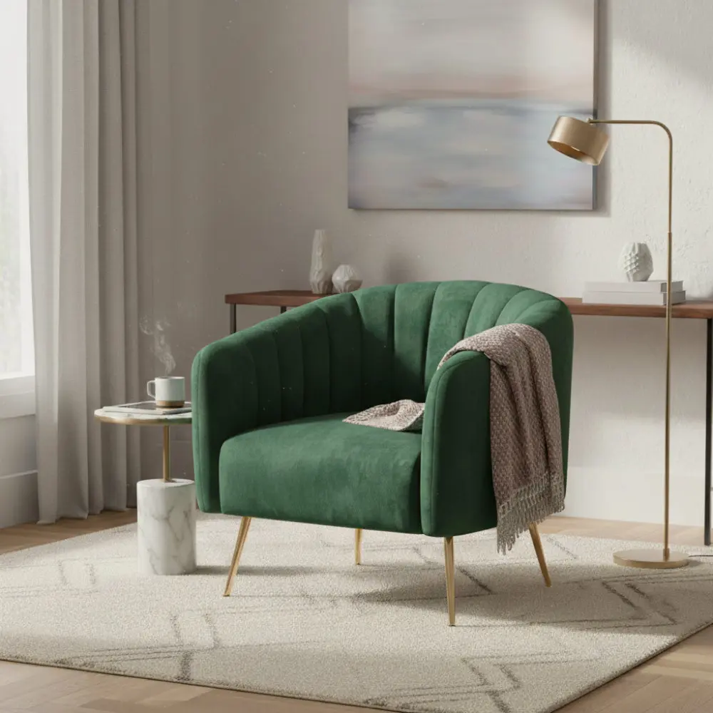 Fotoliu Tempo Kondela Bagy (Dark Green/Gold)