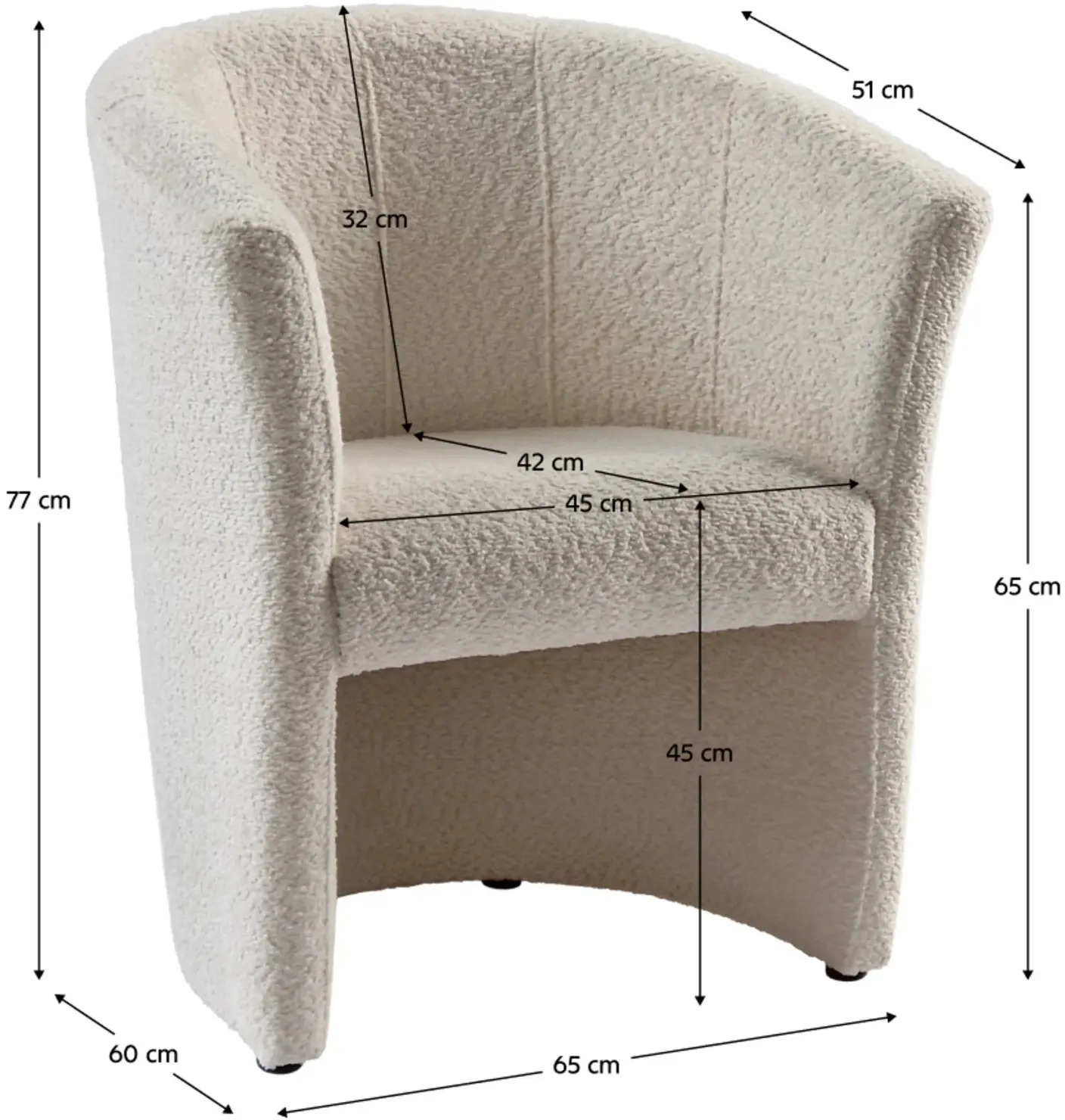 Fotoliu Tempo Kondela Cuba Coral Boucle 15 (Cream) - 7