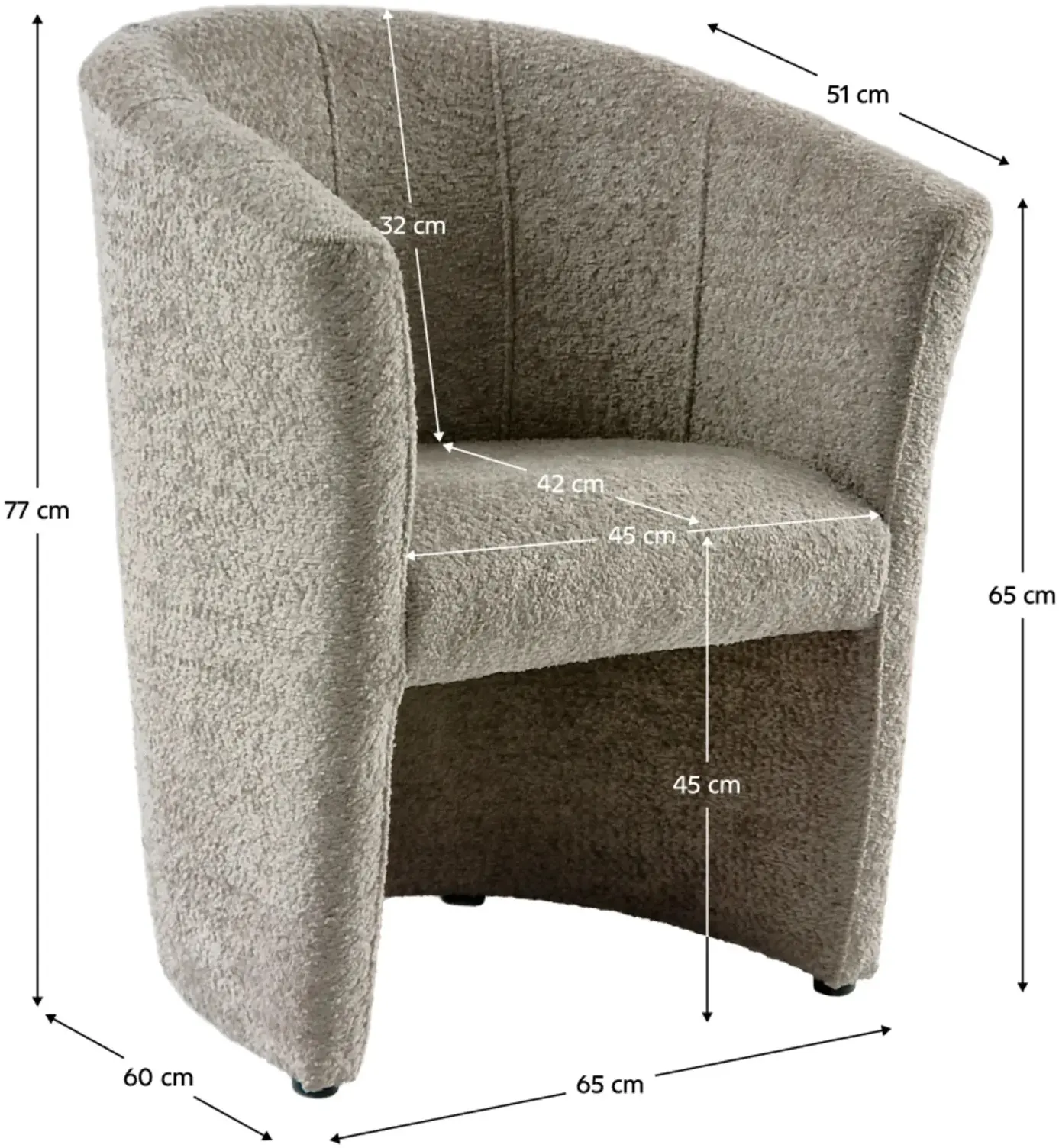 Fotoliu Tempo Kondela Cuba Coral Boucle 50 (Taupe) - 7