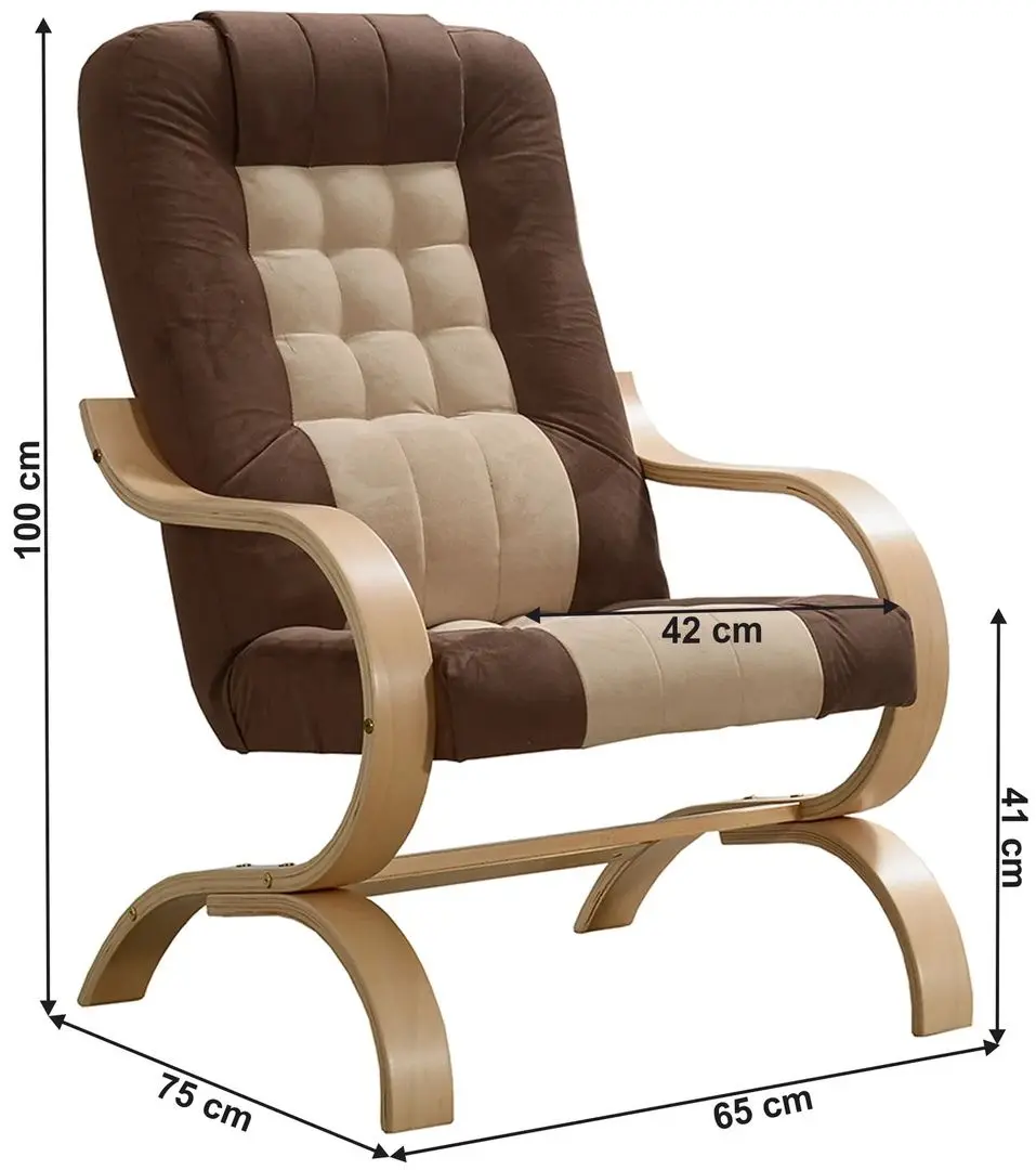 Fotoliu Tempo Kondela Guru (Taupe/Brown/Beech)