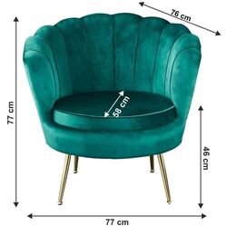 Fotoliu Tempo Kondela Noblin 77 cm (Emerald/Gold) Thumb