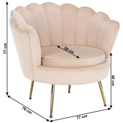 Fotoliu Tempo Kondela Noblin (Beige/Golden Chrome) Thumb