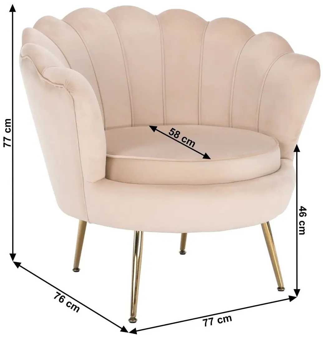 Fotoliu Tempo Kondela Noblin (Beige/Golden Chrome) - 3