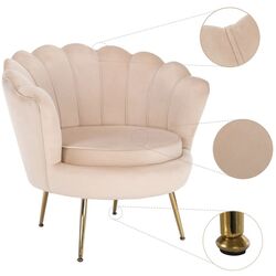 Fotoliu Tempo Kondela Noblin (Beige/Golden Chrome) Thumb