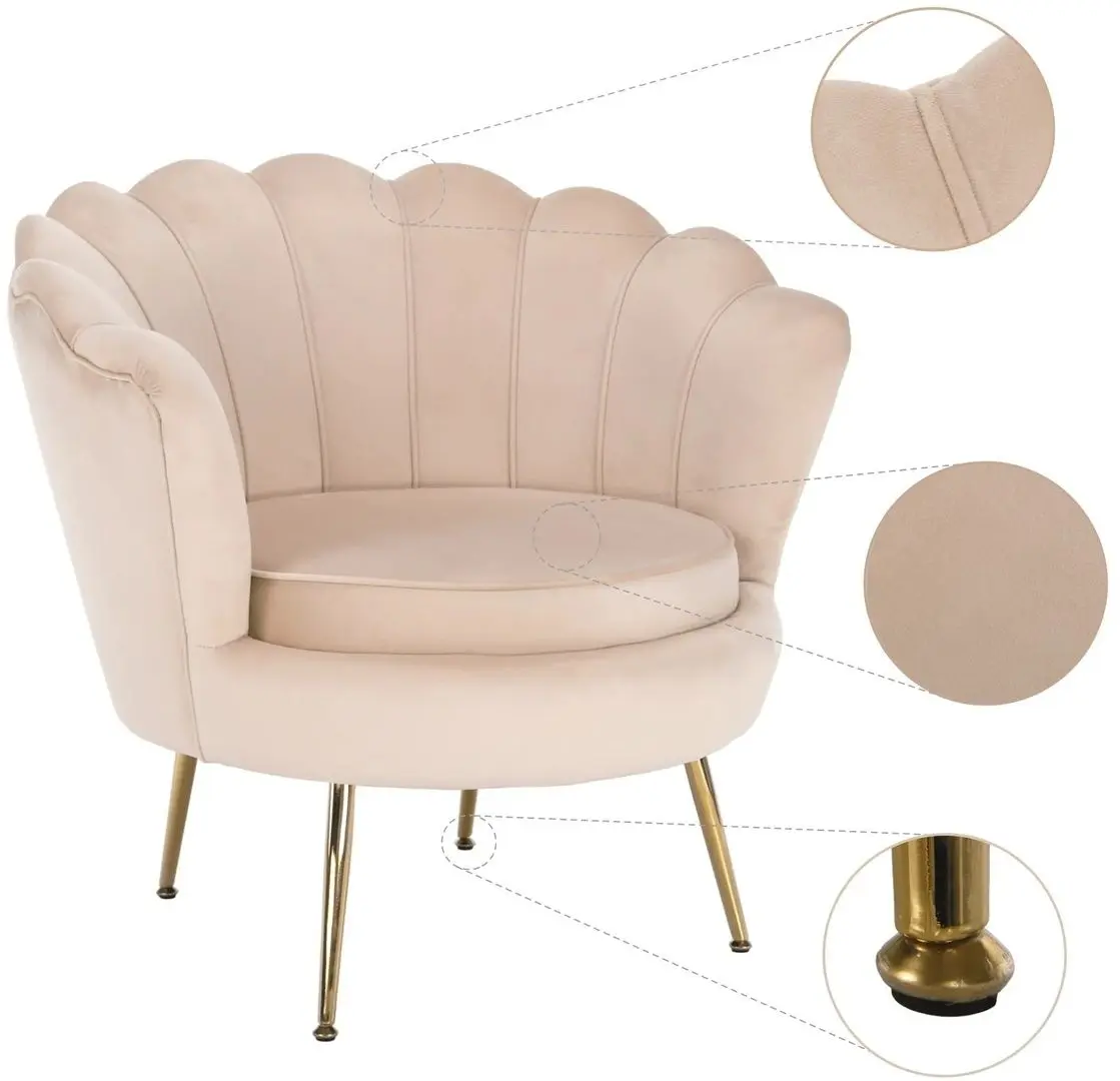 Fotoliu Tempo Kondela Noblin (Beige/Golden Chrome) - 8