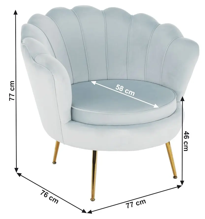 Fotoliu Tempo Kondela Noblin (Gray-Light Blue/Golden Chrome)