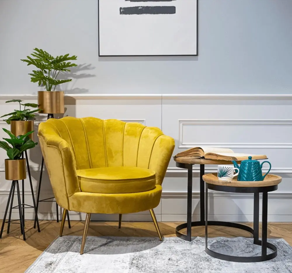 Fotoliu Tempo Kondela Noblin (Mustard/Golden Chrome)