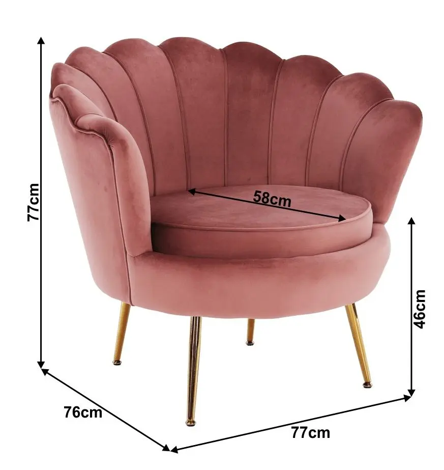 Fotoliu Tempo Kondela Noblin (Pink/Golden Chrome)