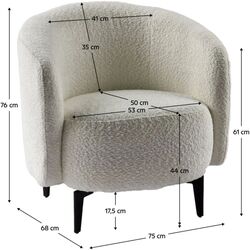 Fotoliu Tempo Kondela Preso Abriamo Boucle 04 (White/Black) Thumb