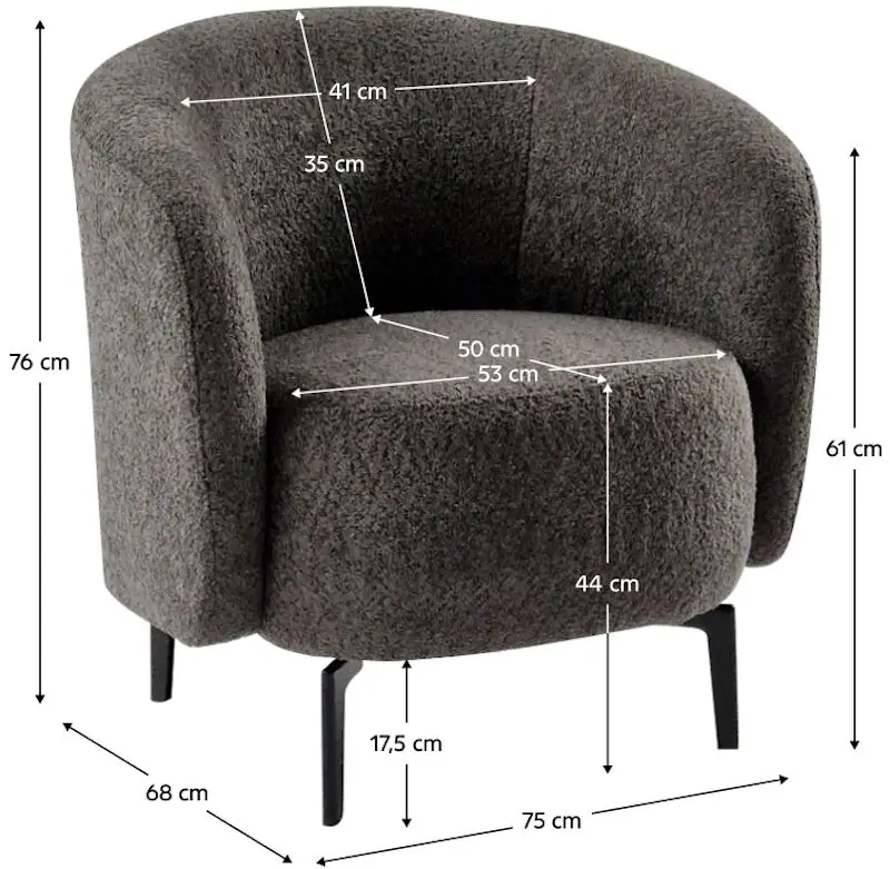 Fotoliu Tempo Kondela Preso (Grey-Brown Taupe/Black)