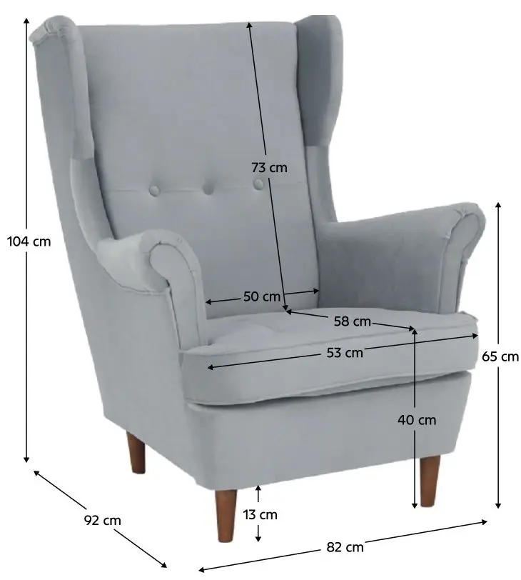 Fotoliu Tempo Kondela Rufino 3 (Light Grey/Walnut)