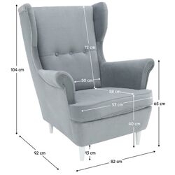 Fotoliu Tempo Kondela Rufino 3 (Light Grey/White) Thumb