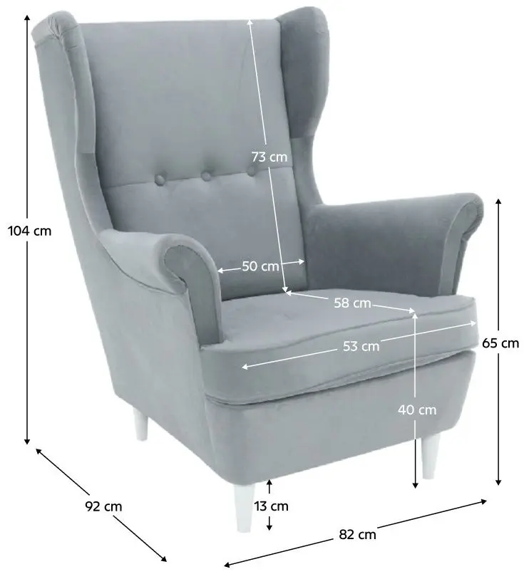 Fotoliu Tempo Kondela Rufino 3 (Light Grey/White)