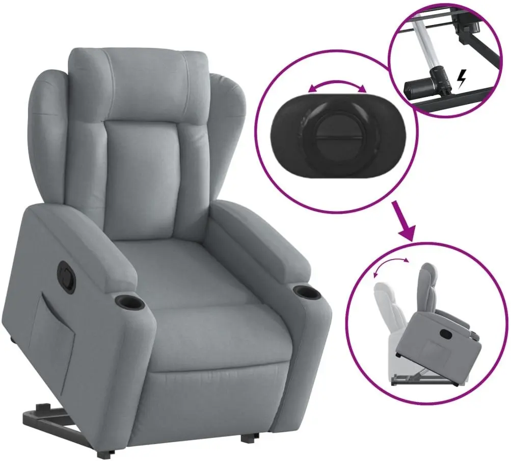 Fotoliu-recliner cu ridicare VidaXL 3204482 (Light Grey)