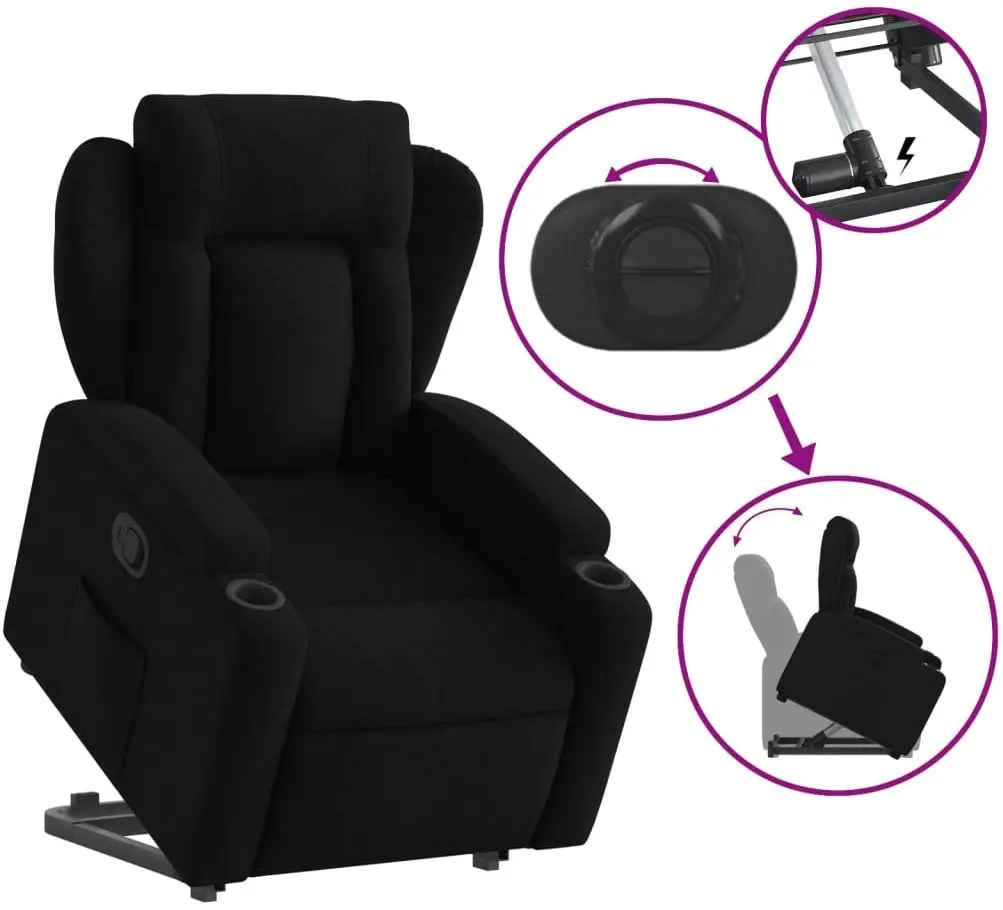 Кресло-реклайнер с подъемником VidaXL 3204484 (Black)