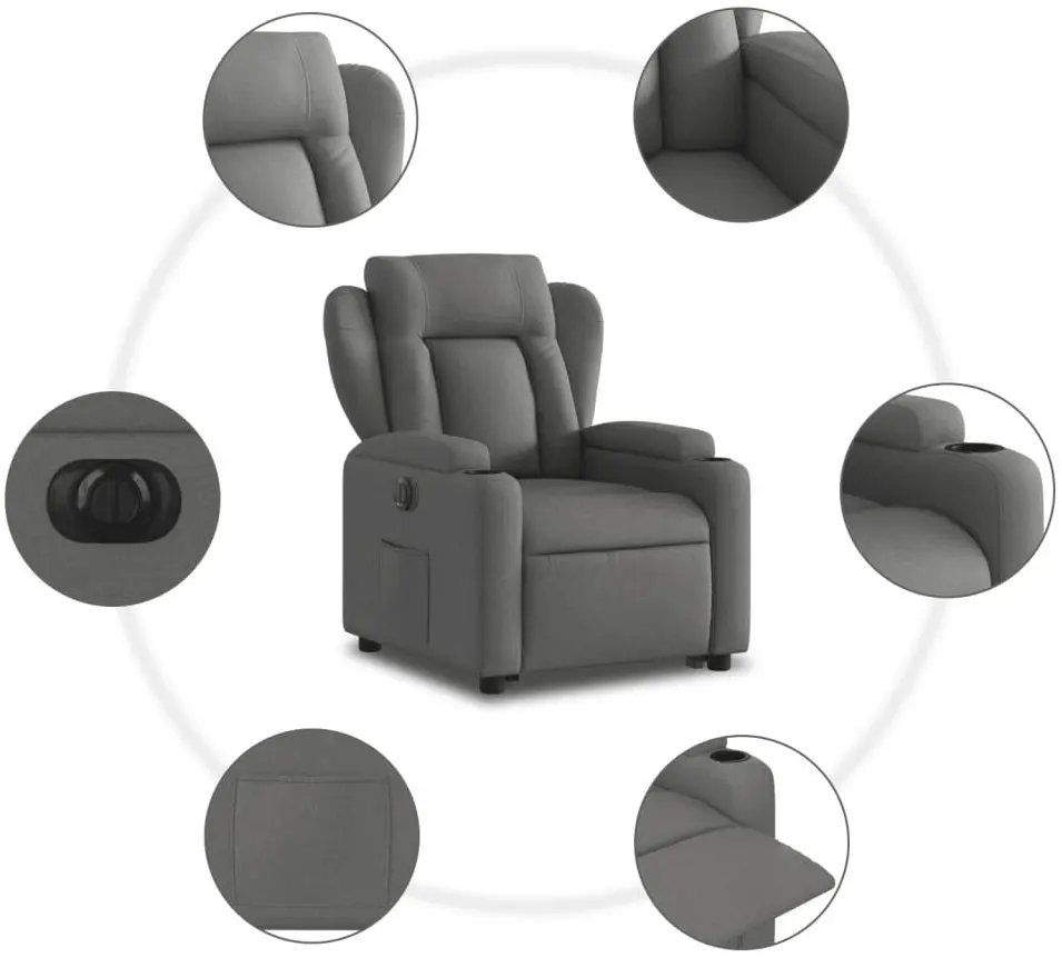 Кресло-реклайнер с подъемником VidaXL 3204507 (Dark Grey)